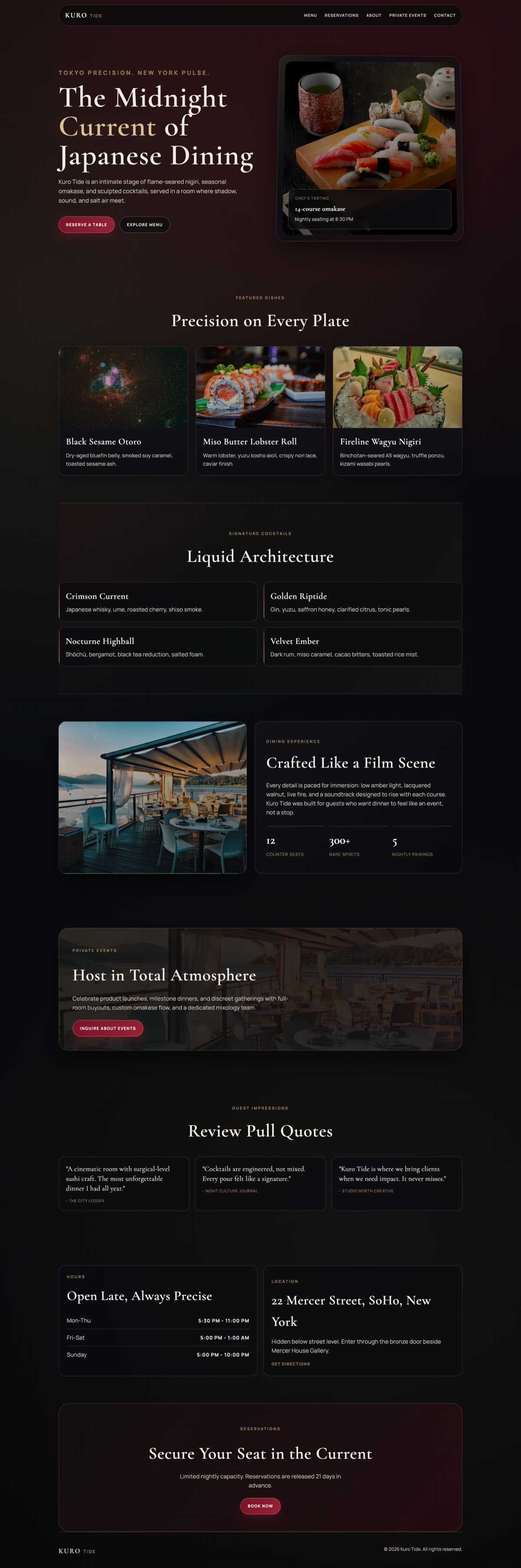 Full-page screenshot preview of Kuro Tide