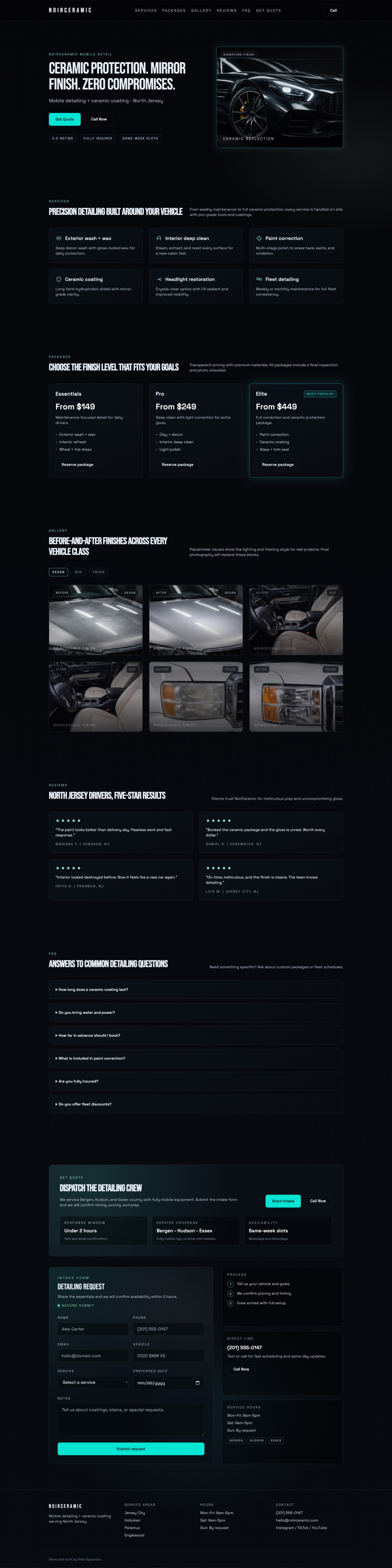 Full-page screenshot preview of Noir Ceramic