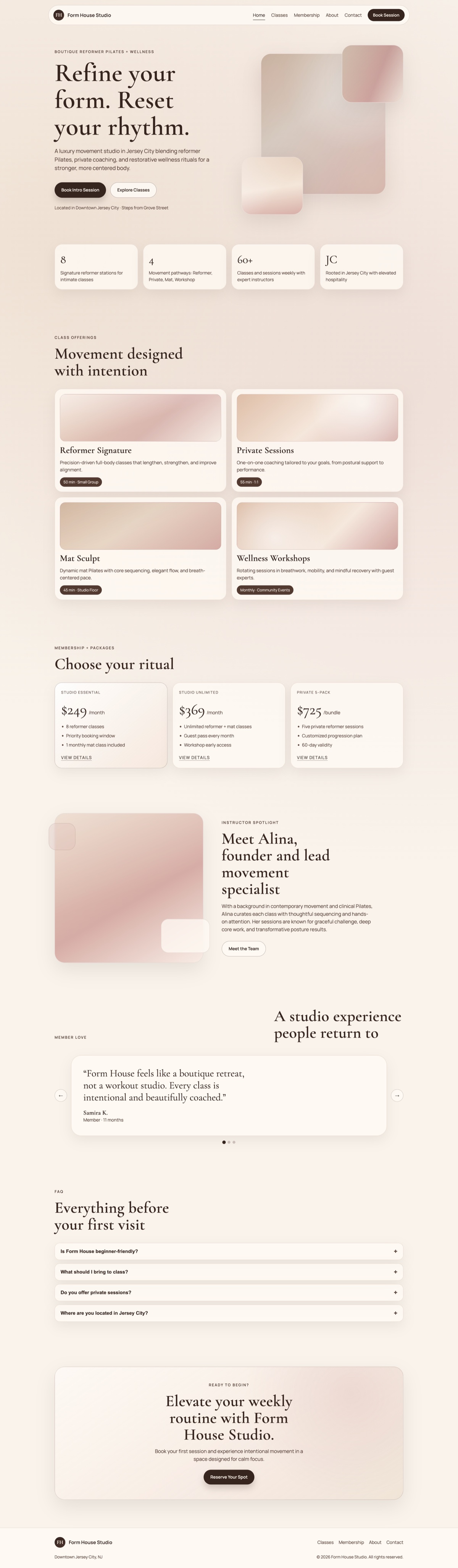 Full-page screenshot preview of Form House Studio