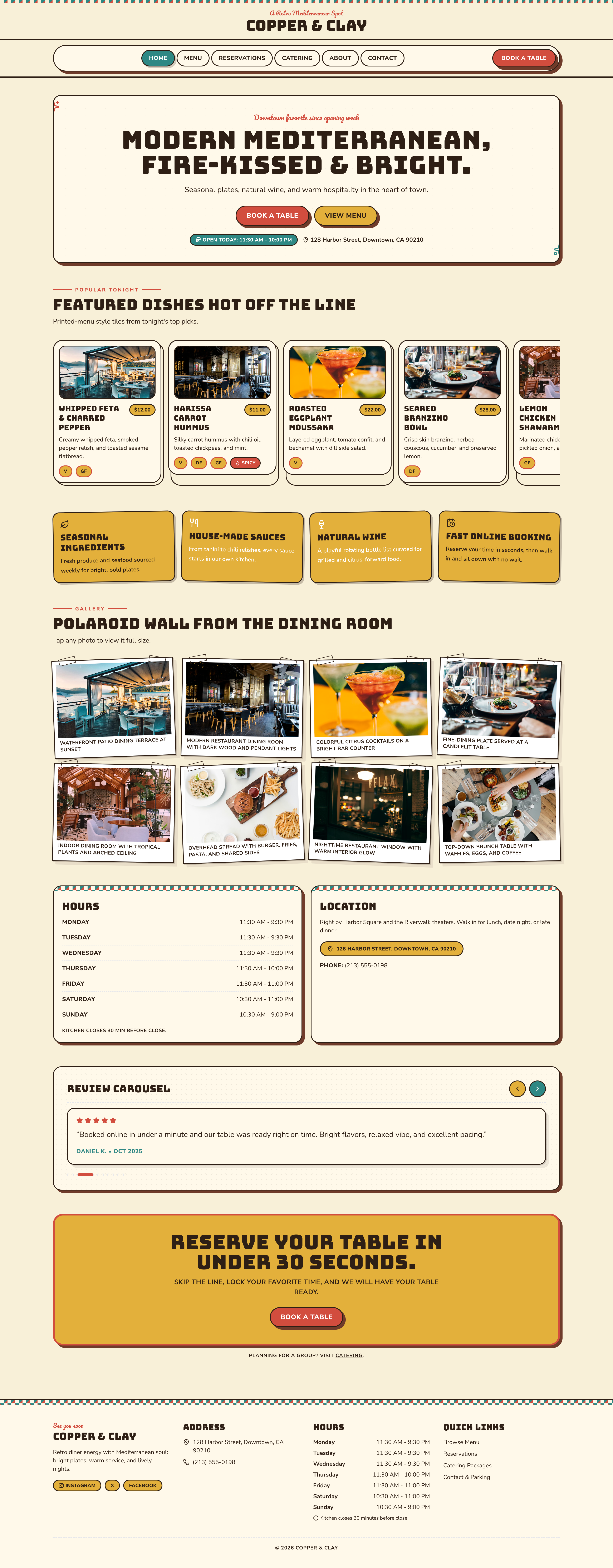 Full-page screenshot preview of Restaurant Site